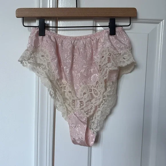 VTG Christian Dior Lingerie Set ILGWU lace patterned baby pink old Hollywood - Picture 6 of 13